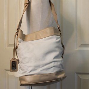 Badgley Mischka White & Tan Handbag